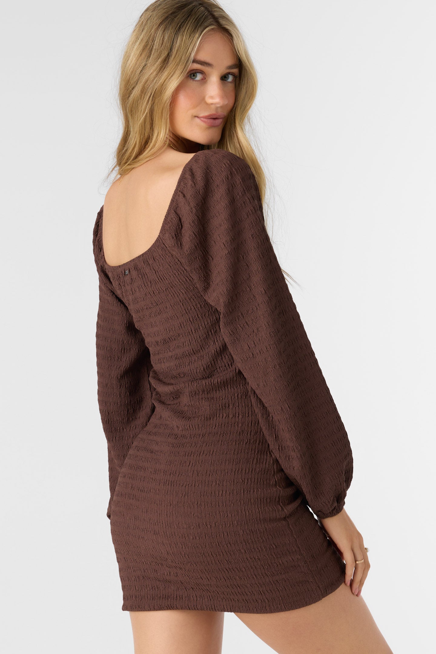 Tegan Smocked Knit Long Sleeve Mini Dress - Image 7