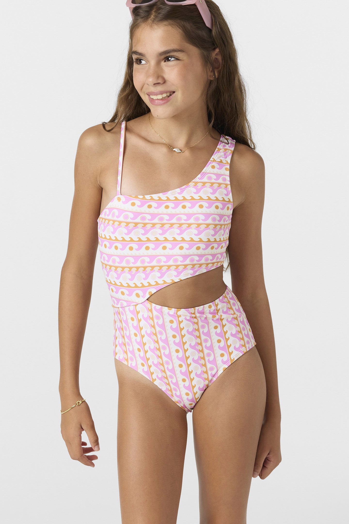 Girl's Balearic Waves Asymm One-Piece - Image 4