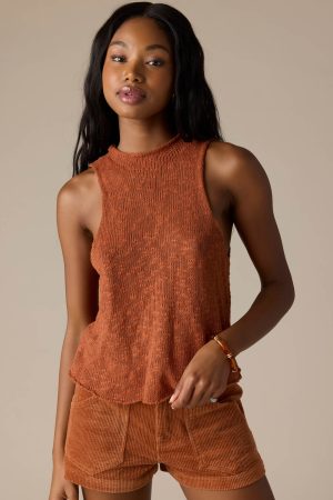 Kinslie Slub Mock Neck Sweater Tank Top