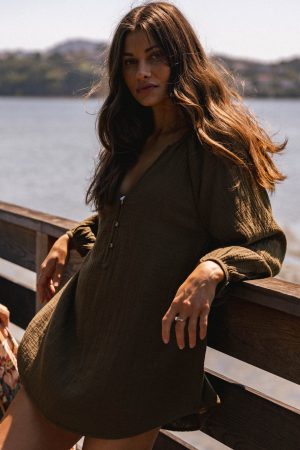Krysten Crinkle Double Gauze Tunic Swim Cover-Up