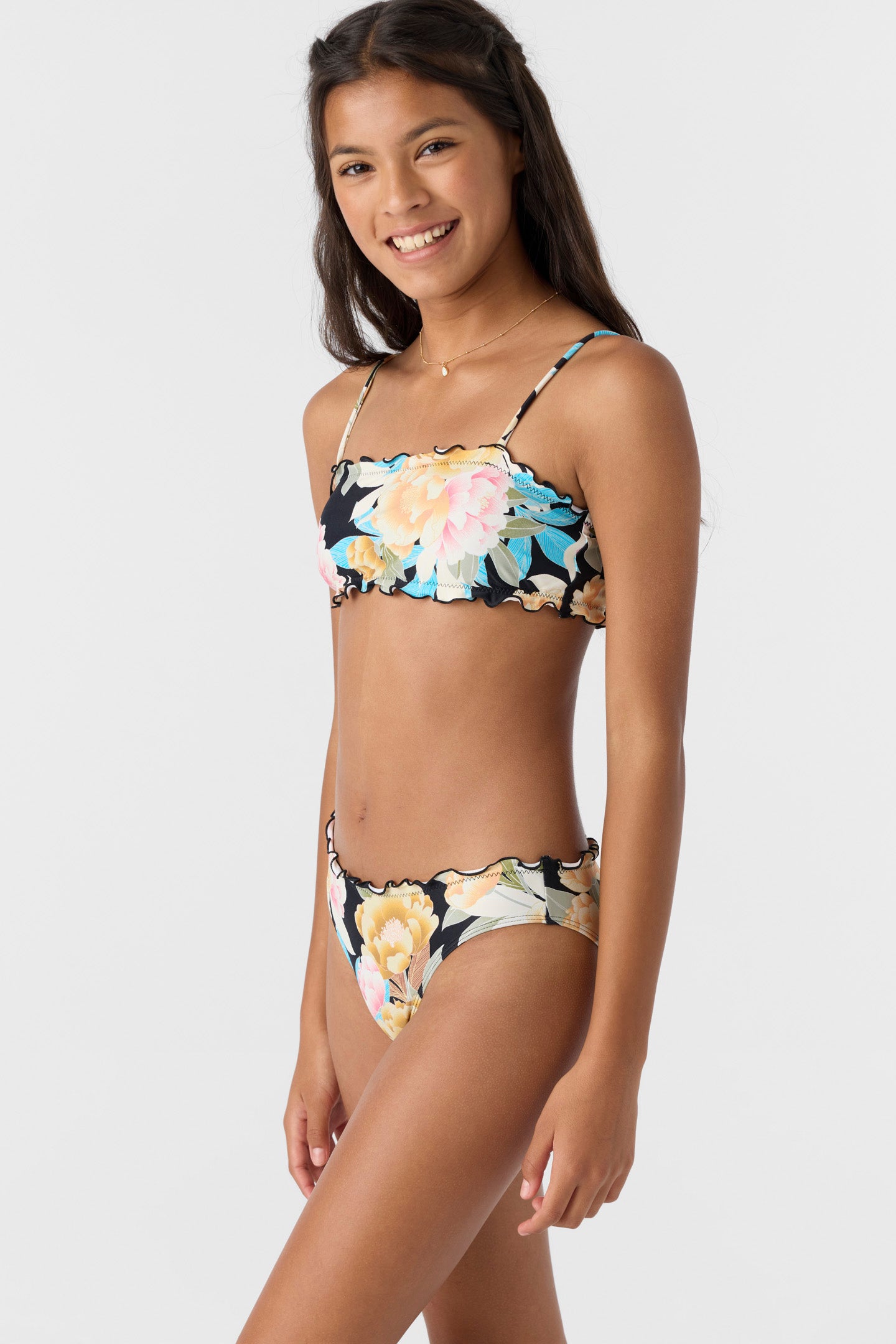 Girl's Mikah Floral Ruffle Edge Bandeau Set - Image 4