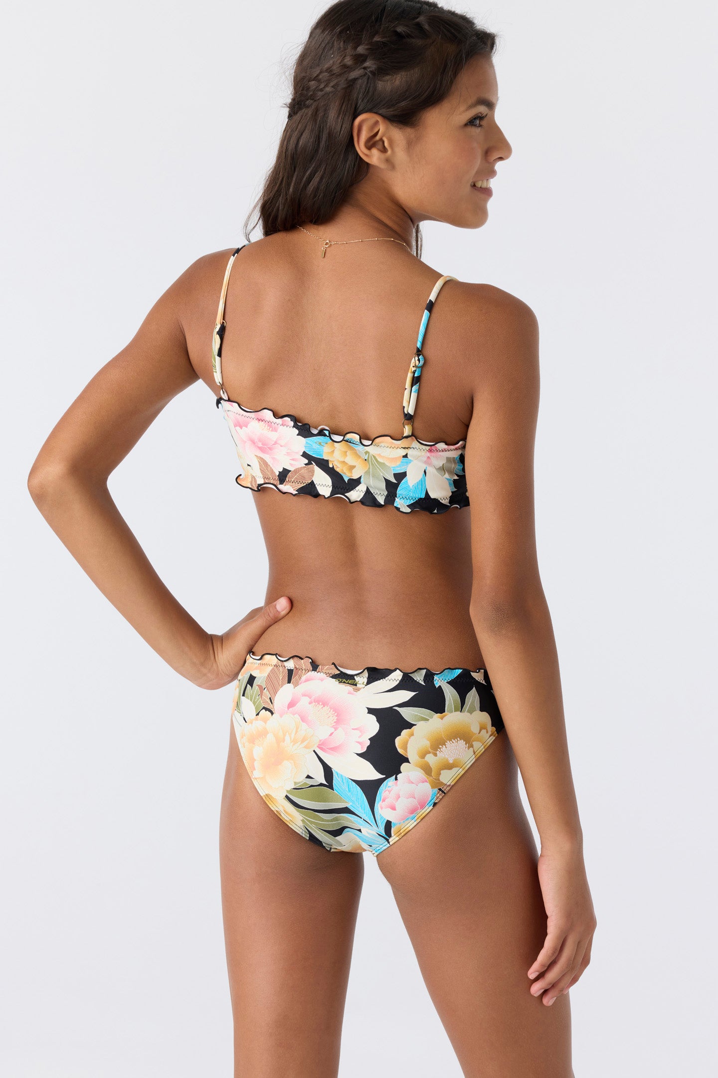 Girl's Mikah Floral Ruffle Edge Bandeau Set - Image 2