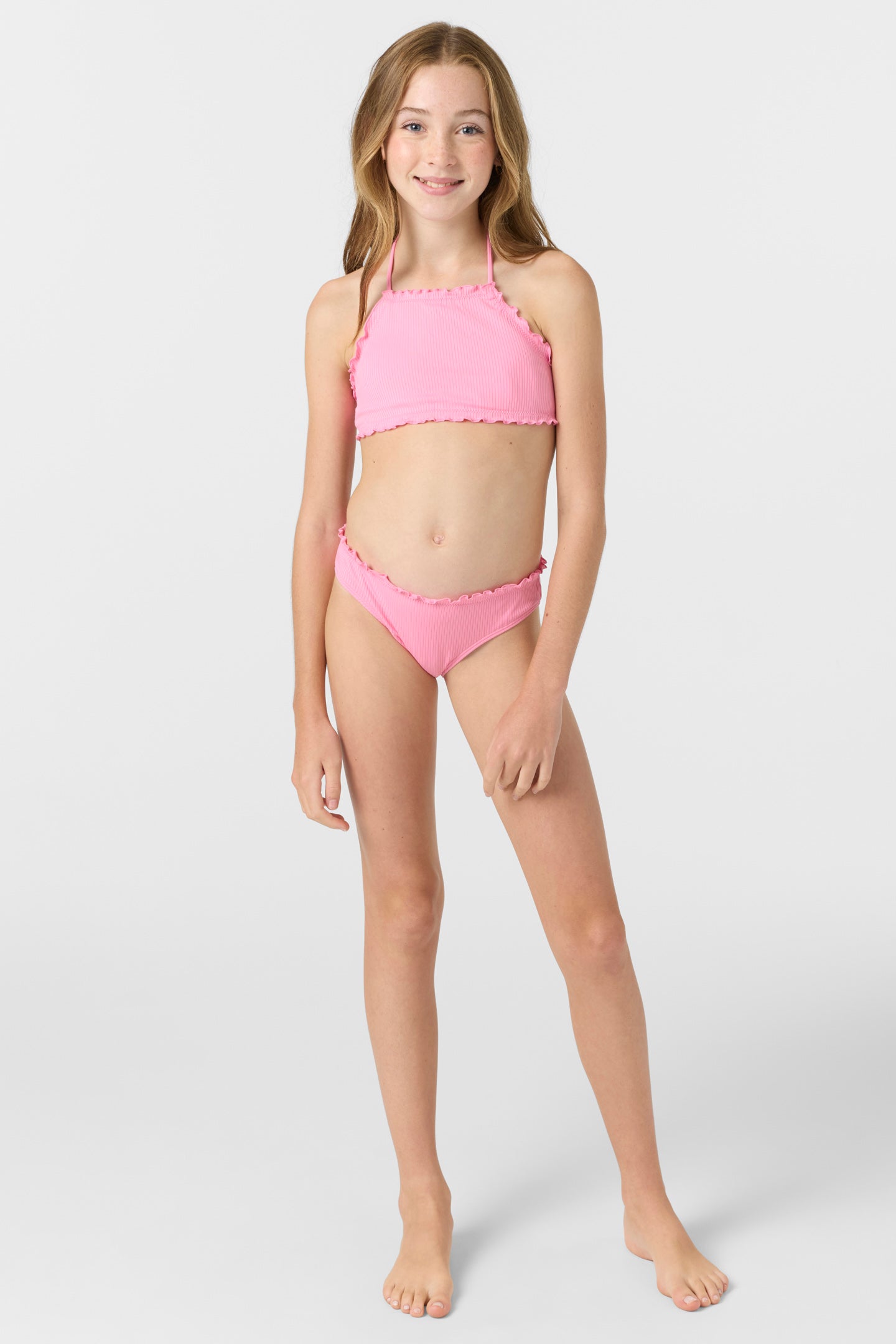 Girl's Dawnbreak Rib Hi-Neck Ruffle Edge Set High Neck Top Set - Image 3