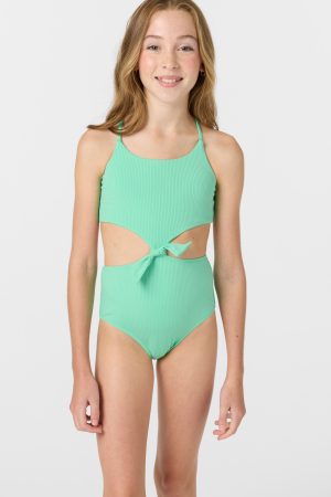 Girl's Dawnbreak Rib Knot Front One-Piece