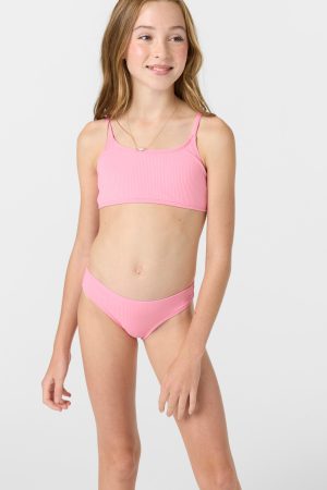 Girl's Dawnbreak Rib Tie Back Bralette Top Set