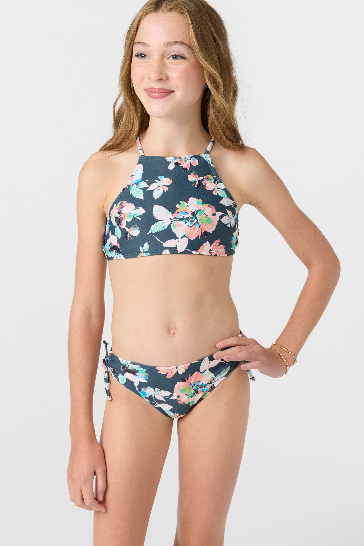 Girl's Melody Floral Strappy High Neck Set