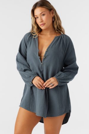 Krysten Crinkle Double Gauze Tunic Swim Cover-Up